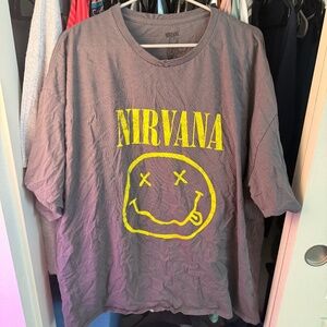 Nirvana Shirt Vintage Style 90's Fashion Smiley Retro Grunge Band Rock Size 3XL